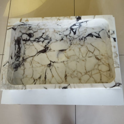 Calacatta Viola Marble Sink Wall Mounted Sink Farmhouse Sink Powder Room Sink Calacatta Sink  Hand Carved Marble Sink Washbasin Sink vanity