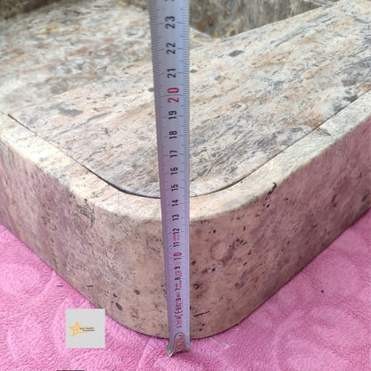 Ready to Ship Silver Travertine Sink Sink with Concealed Drain  Farmhouse Sink Powder Room Sink  Hand Carved Marble Sink Bathroom Sink