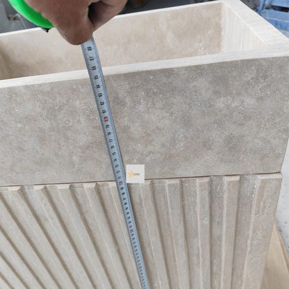 Hand-Carved Travertine Marble Sink: Farmhouse Bathroom, Cafe Restaurant