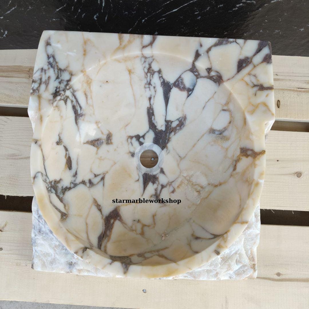 Ready to Ship Calacatta Gold Square Sink Wall Mounted Sink Toilet Room Sink Calacatta Sink Hand Carved Marble Sink Marble Sink