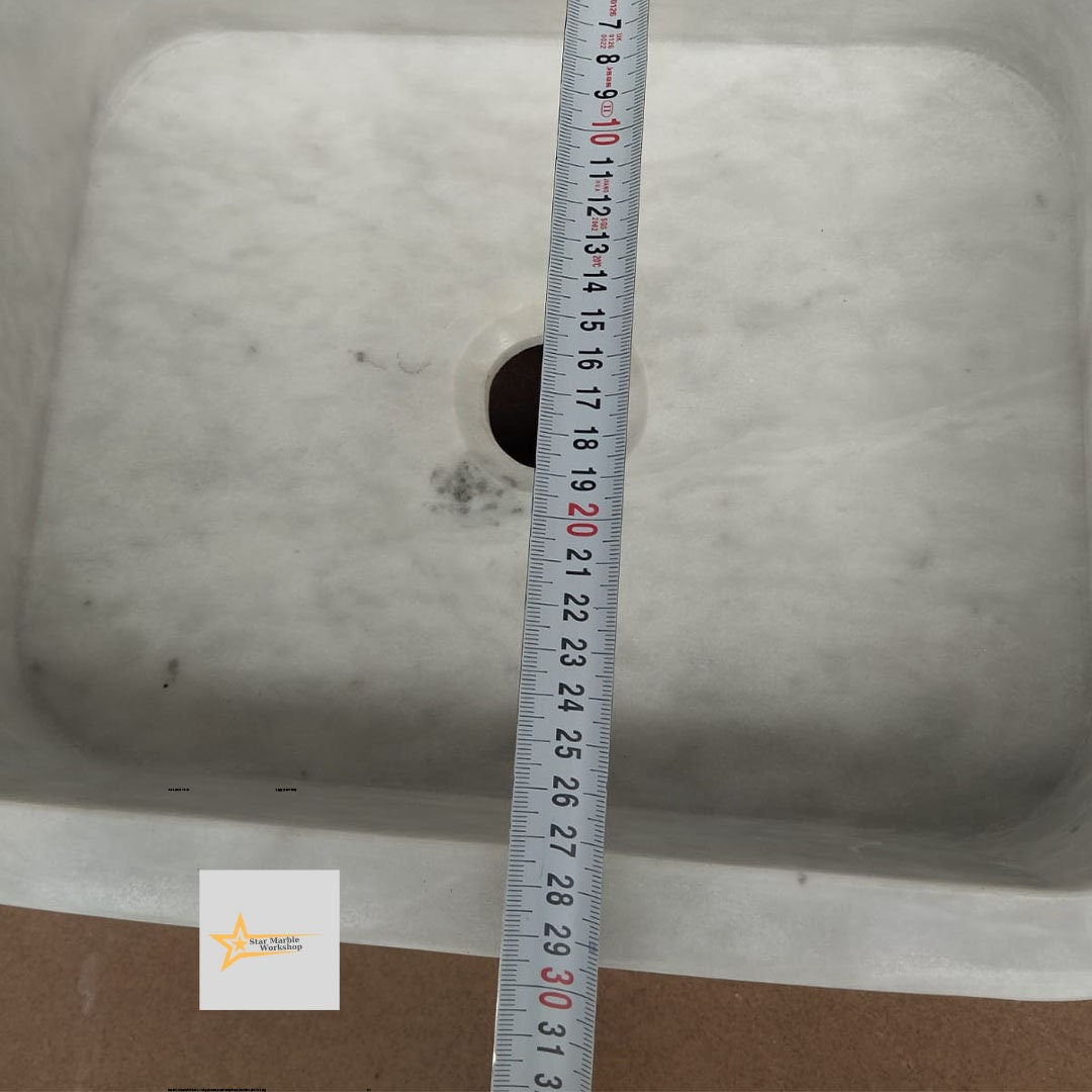 Ready to Ship White Marble Sink Wall Mounted Sink Farmhouse Sink Powder Room Sink Hand Carved Marble Sink Sink vanity