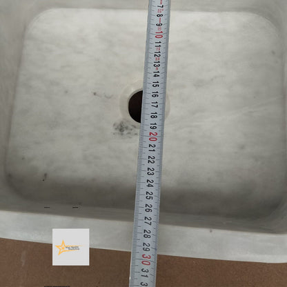 Ready to Ship White Marble Sink Wall Mounted Sink Farmhouse Sink Powder Room Sink Hand Carved Marble Sink Sink vanity