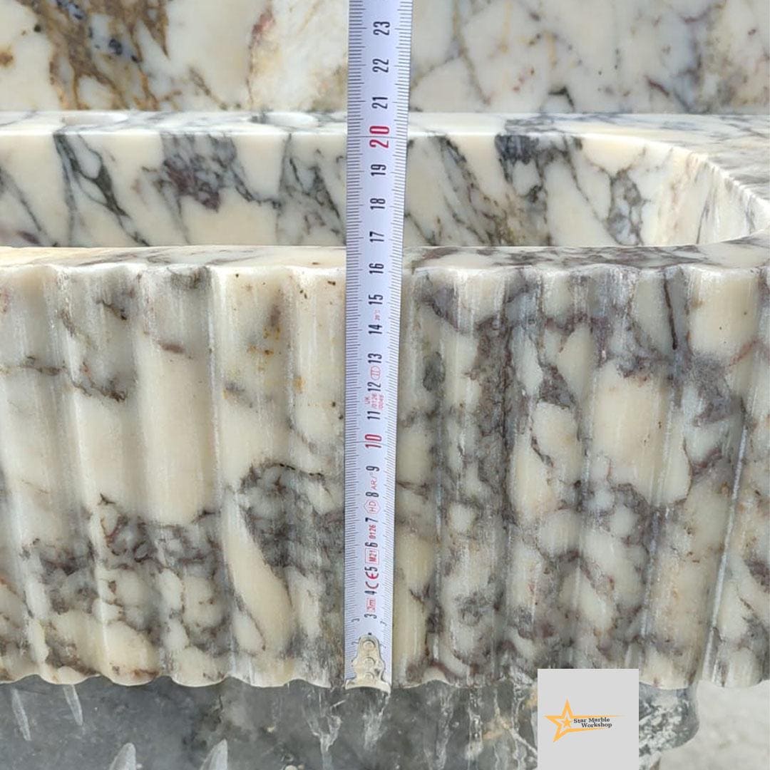 Calacatta Viola Marble Sink Wall Mounted Sink Farmhouse Sink Powder Room Sink Calacatta Sink  Hand Carved Marble Sink