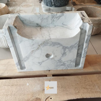 Calacatta Viola Marble Sink Wall Mounted Sink Farmhouse Sink Toilet Room Sink Calacatta Sink Hand Carved Marble Sink Marble Sink