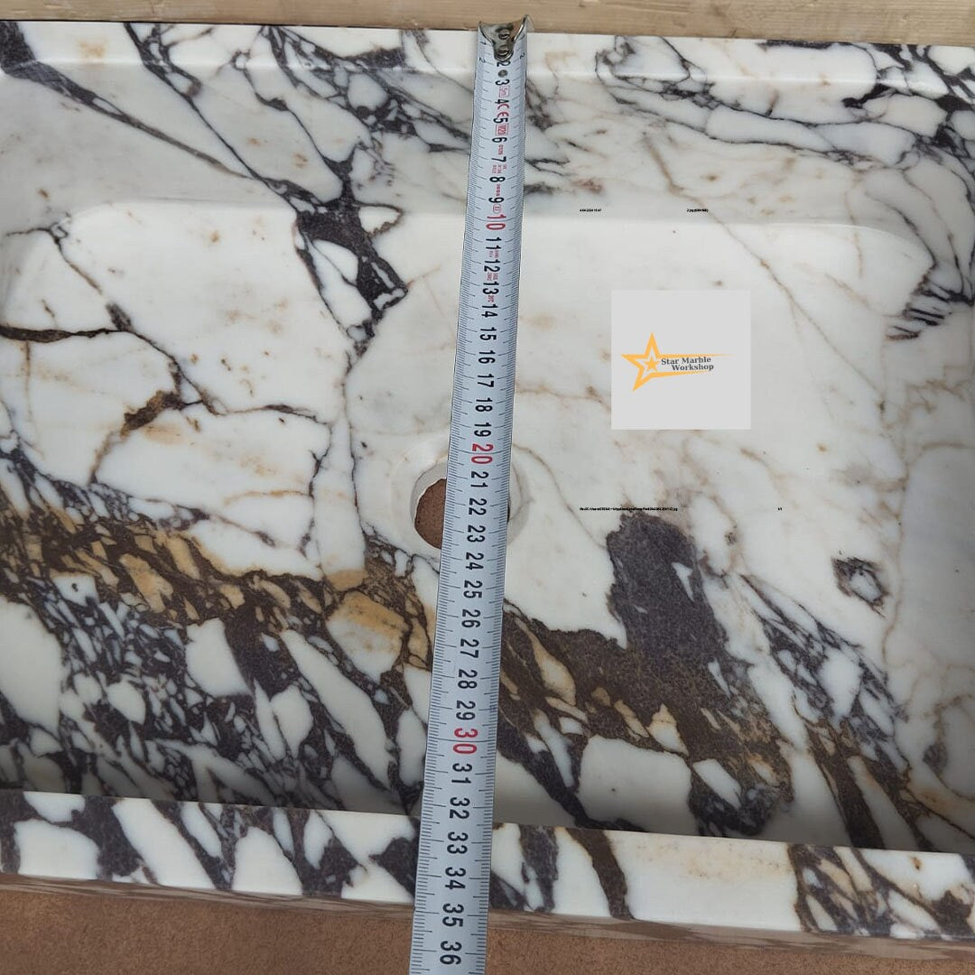 Calacatta Viola Marble Sink  Farmhouse Sink Powder Room Sink Calacatta Sink  Hand Carved Marble Sink Marble Sink Sink vanity