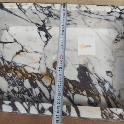 Calacatta Viola Marble Sink  Farmhouse Sink Powder Room Sink Calacatta Sink  Hand Carved Marble Sink Marble Sink Sink vanity