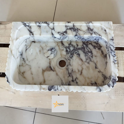 Handmade Calacatta Viola Marble Sink: Luxury Stone Bath Decor