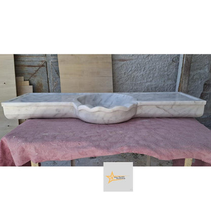 White Marble Sink Wall Mounted Sink Farmhouse Sink Powder Room Sink Hand Carved Marble Sink Sink vanity Sink Vanity
