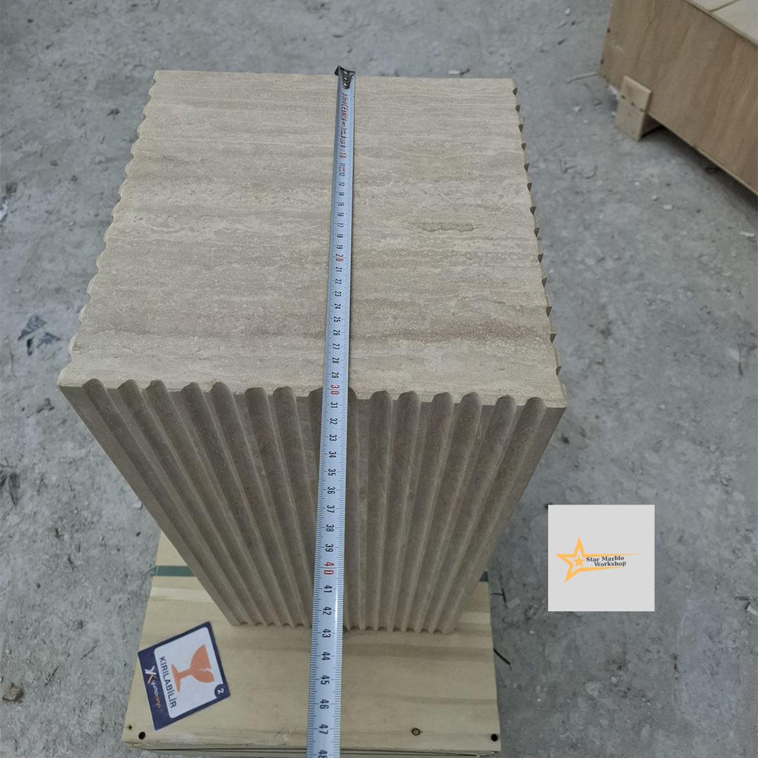 Traverten Fitilli Konsol –Handmade Fluted Travertine Console Table –Modern Luxury Entryway Furniture - Console Table -Fluted Stone Furniture