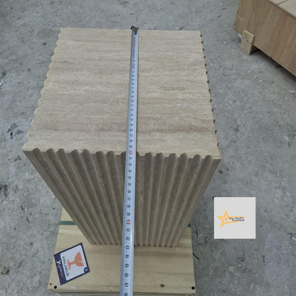 Traverten Fitilli Konsol –Handmade Fluted Travertine Console Table –Modern Luxury Entryway Furniture - Console Table -Fluted Stone Furniture