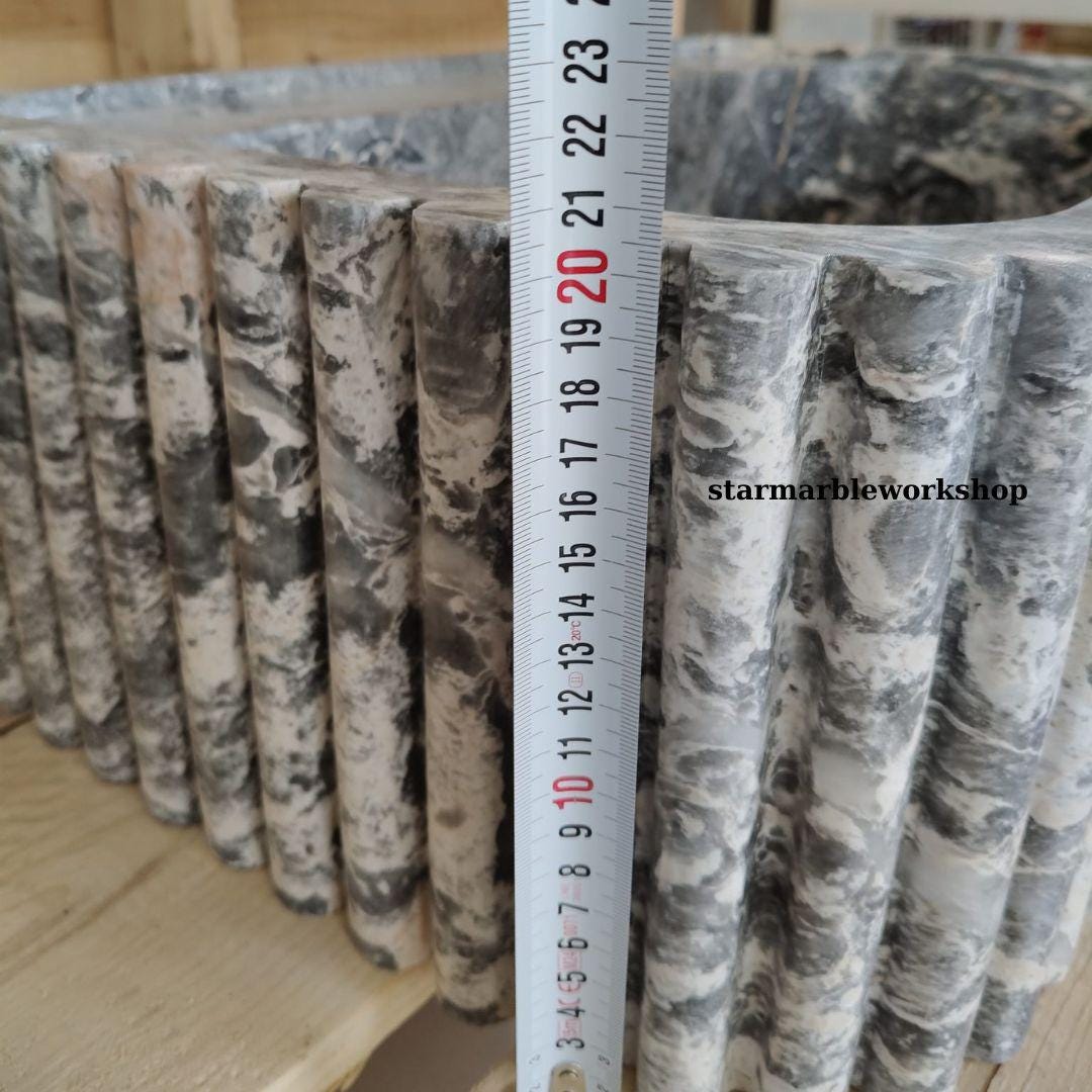 Süpren Salome Marble Sink Wall Mounted Sink Farmhouse Sink Powder Room Sink  Hand Carved Marble Sink Concealed Drain Sink sink for bathroom