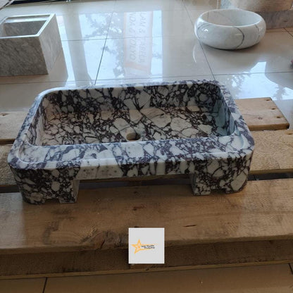 Calacatta Viola Marble Sink Wall Mounted Sink Farmhouse Sink Toilet Room Sink Calacatta Sink Hand Carved Marble Sink Marble Sink