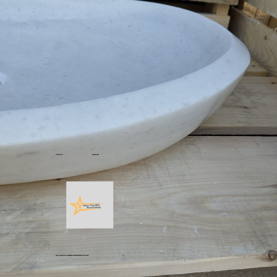 Ready To Ship White Marble Ellipse Sink Farmhouse Sink Powder Room Sink  Countertop Sink  Hand Carved Marble Sink Oval Sink