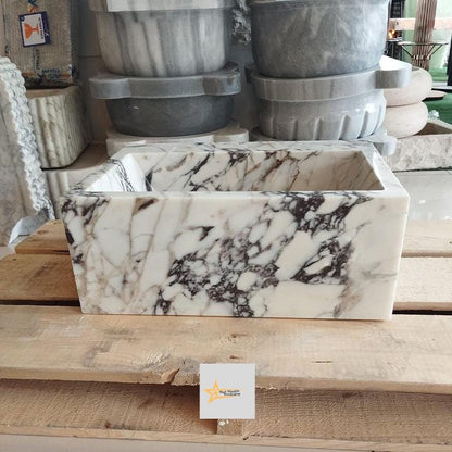 Calacatta Viola Marble Sink Wall Mounted Sink Farmhouse Sink Toilet Room Sink Calacatta Sink Hand Carved Marble Sink Marble Sink