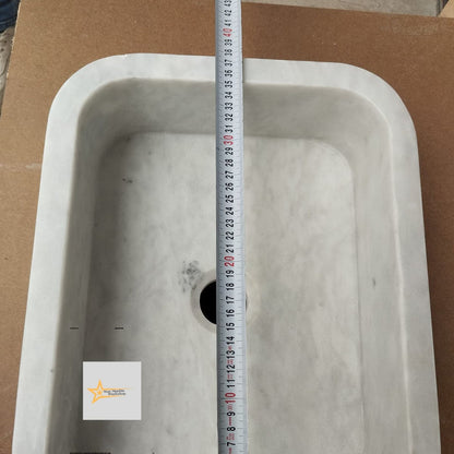 Ready to Ship White Marble Sink Wall Mounted Sink Farmhouse Sink Powder Room Sink Hand Carved Marble Sink Sink vanity