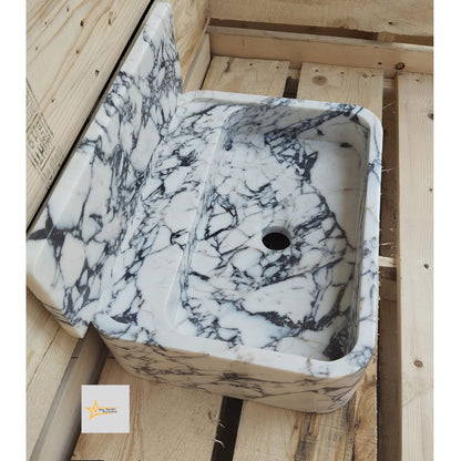 Calacatta Viola Marble Sink Farmhouse Sink Toilet Room Sink Calacatta Sink Hand Carved Marble Sink Marble Sink Floating Sink Sink vanity