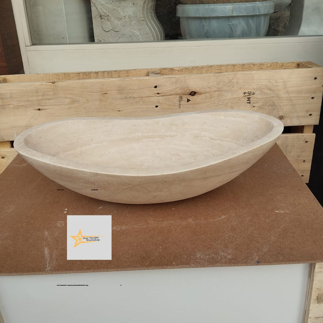 Travertine Farmhouse Sink Ready to Ship Hand Carved Marble Bathroom Powder Room Natural Stone Sink Sink Vanity Vintage Marble Sink