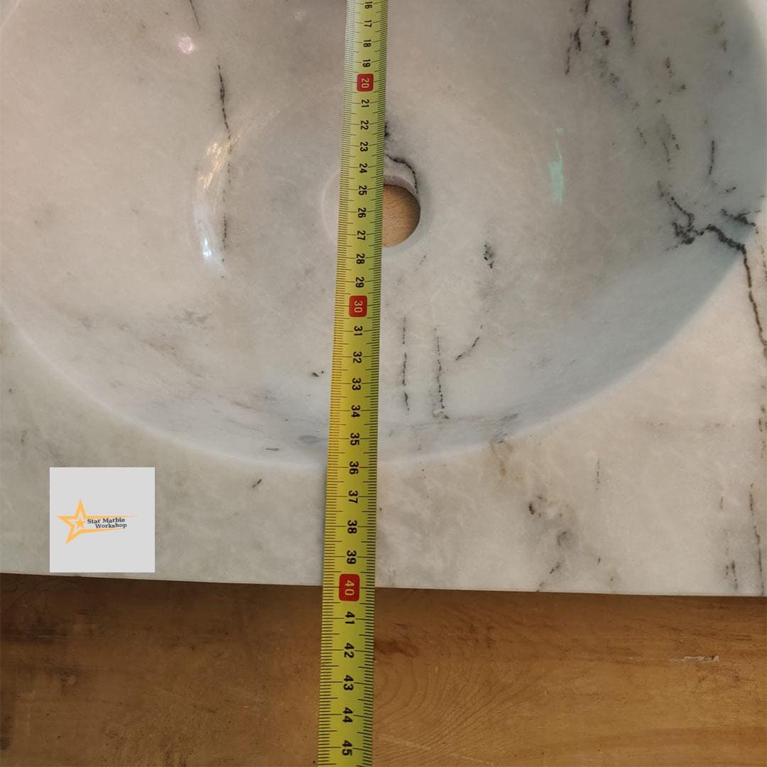 Ready to Ship Carrera White Marble Sink Wall Mounted Sink Farmhouse Sink Powder Room Sink Hand Carved Marble Sink