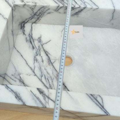 Calacatta Lilac Rectangular Sink, Wall Mounted Sink, Farmhouse Sink, Powder Room Sink, Calacatta Sink, Hand Carved Marble Sink, Sink