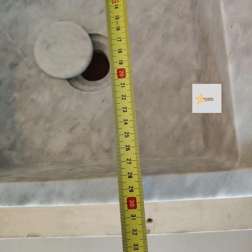 Ready To Ship Grey Marble Sink Wall Mounted Sink Farmhouse Sink Powder Room Sink Calacatta Sink  Hand Carved Marble Sink