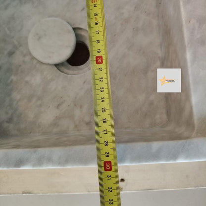 Ready To Ship Grey Marble Sink Wall Mounted Sink Farmhouse Sink Powder Room Sink Calacatta Sink  Hand Carved Marble Sink
