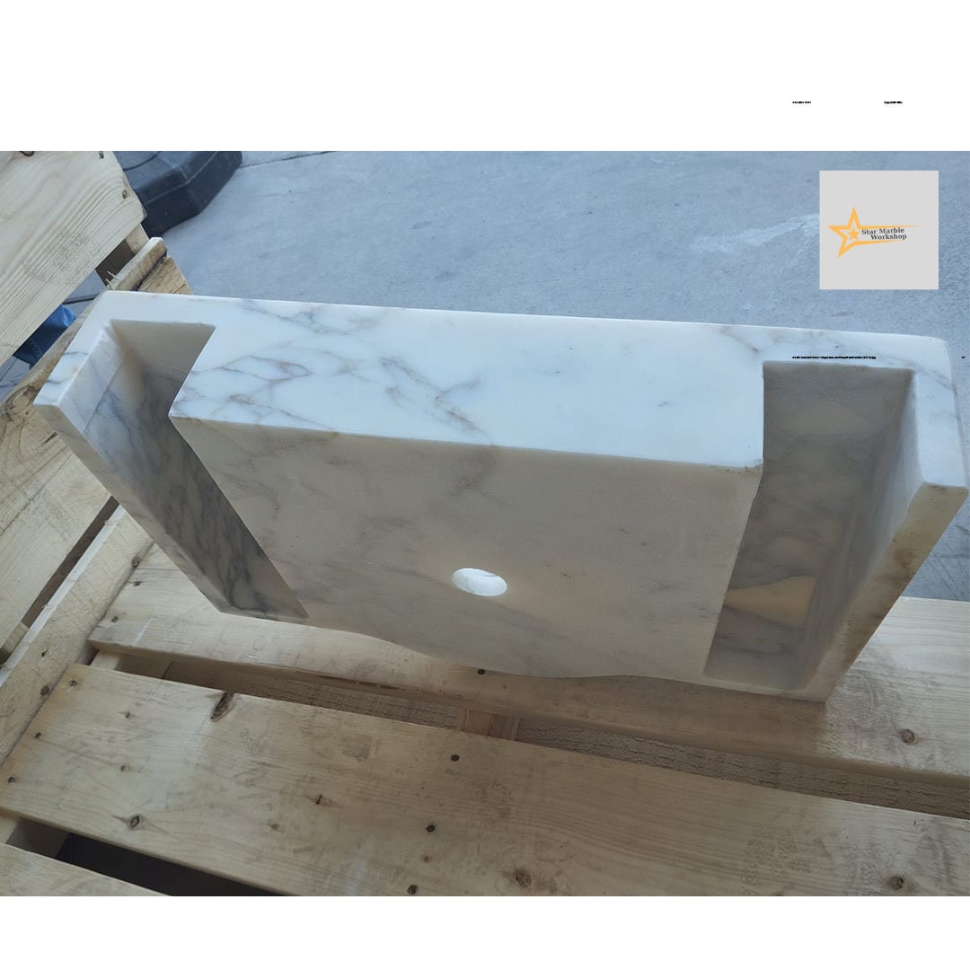 Calacatta Viola Marble Sink Wall Mounted Sink Farmhouse Sink Powder Room Sink Calacatta Sink  Hand Carved Marble Sink