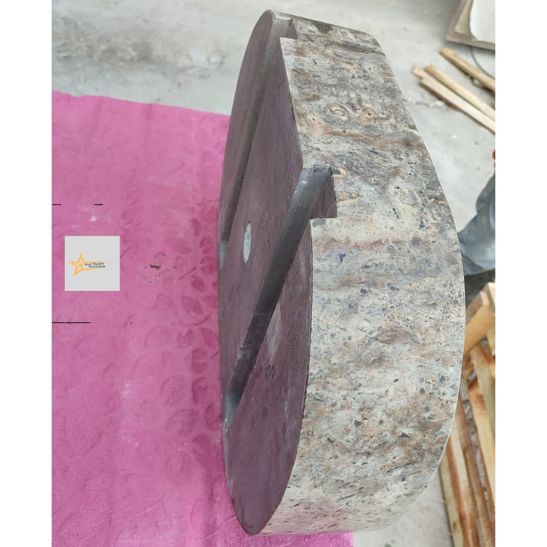 Ready to Ship Silver Travertine Sink Sink with Concealed Drain Wall Mounted Sink Oval Sink  Marble Washbasin  Hand Carved Marble Sink