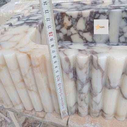 Handmade Calacatta Viola Marble Sink Wall-Mounted & Countertop with Backsplash, Modern Bathroom Design Natural Stone Sink sink for bathroom