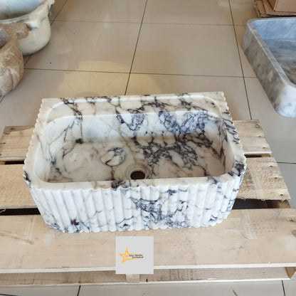 Handmade Calacatta Viola Marble Sink: Luxury Stone Bath Decor