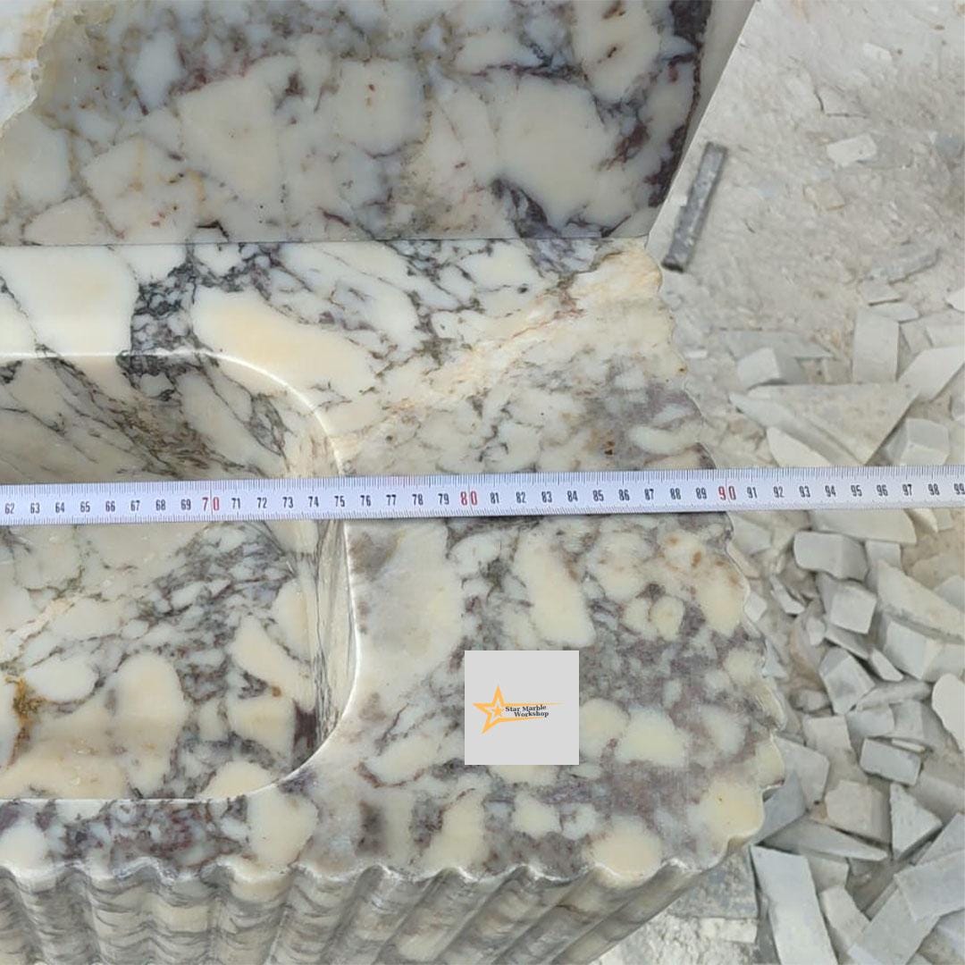 Calacatta Viola Marble Sink Wall Mounted Sink Farmhouse Sink Powder Room Sink Calacatta Sink  Hand Carved Marble Sink