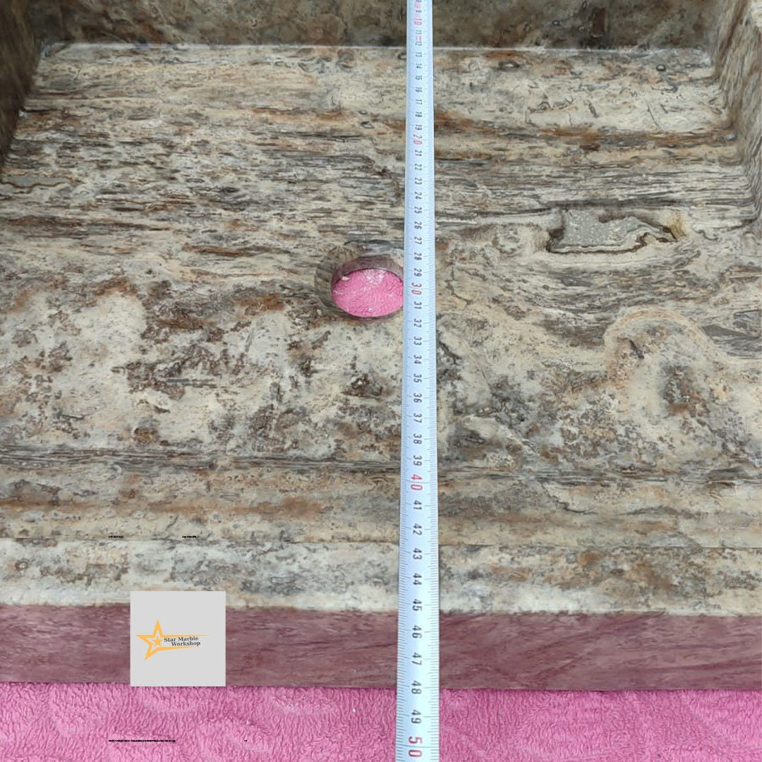 Ready to Ship Silver Travertine Sink Marble Washbasin Wall Mounted Sink  Powder Room Sink Hand Carved Marble Sink Bathroom Sink