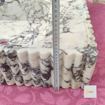 Calacatta Viola Marble Sink Wall Mounted Sink Farmhouse Sink Powder Room Sink Calacatta Sink  Hand Carved Marble Sink Sink vanity