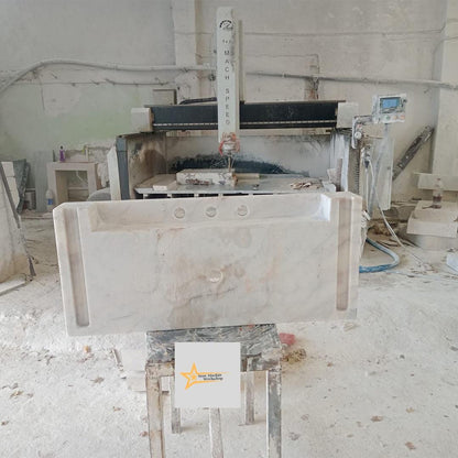 Calacatta Gold Rectangular Sink, Sink With Faucet Hole Farmhouse Sink Powder Room Sink Calacatta Sink  Hand Carved Marble Sink Washbasin