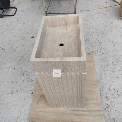 Hand-Carved Travertine Marble Sink: Farmhouse Bathroom, Cafe Restaurant