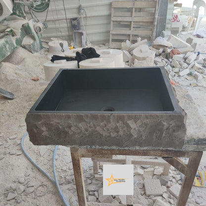 Basalt Black Stone Sink - 100% Natural Stone - Handmade - Stone Sink - Bathroom Design - Countertop Sink -