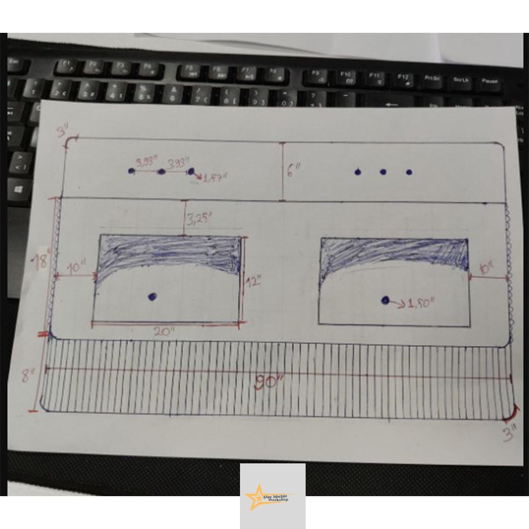 Handmade Calacatta Viola Marble Double Sink – Luxury Bathroom Basin, Wall-Mounted or Countertop Natural Stone Vanity