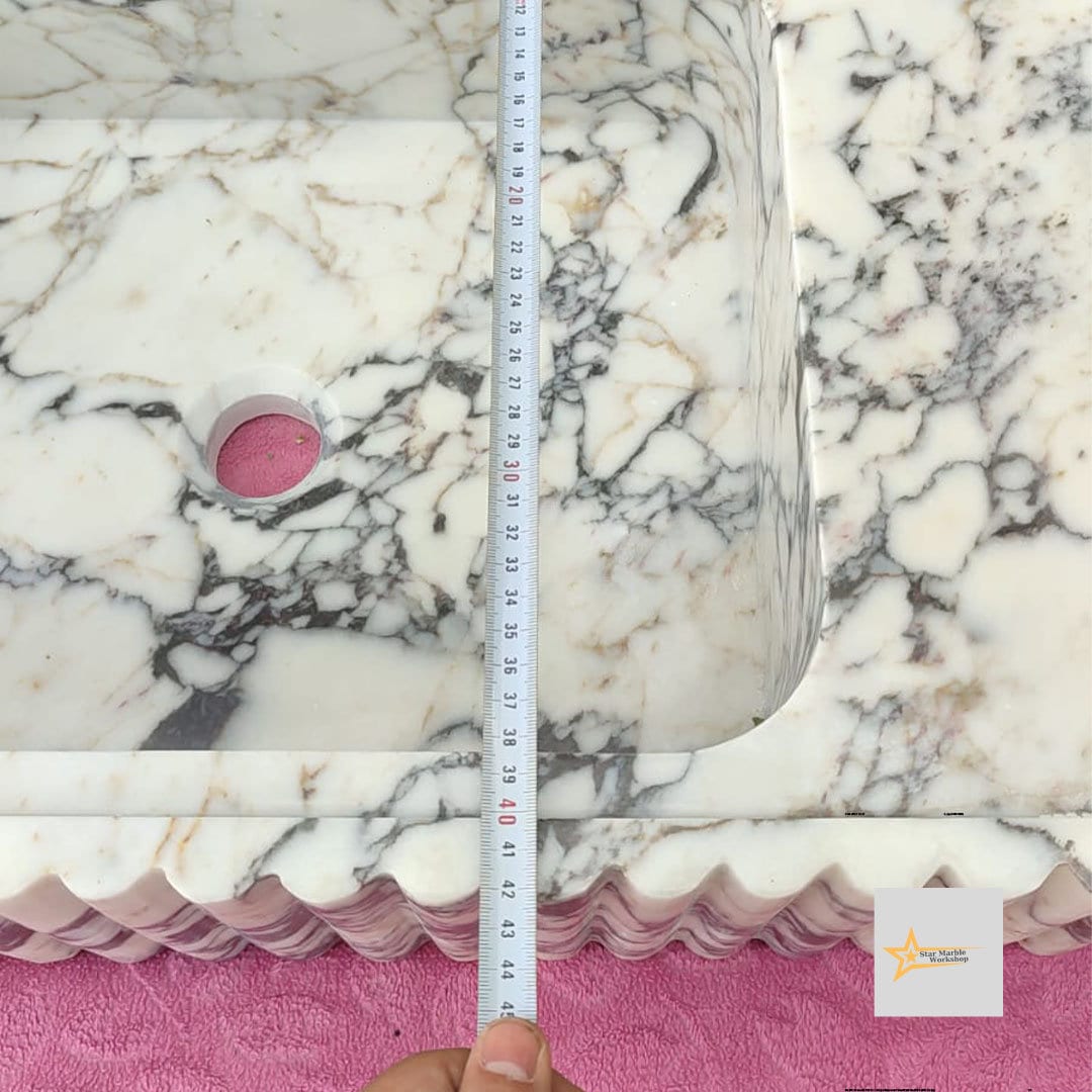 Calacatta Viola Marble Sink Wall Mounted Sink Farmhouse Sink Powder Room Sink Calacatta Sink  Hand Carved Marble Sink Sink vanity