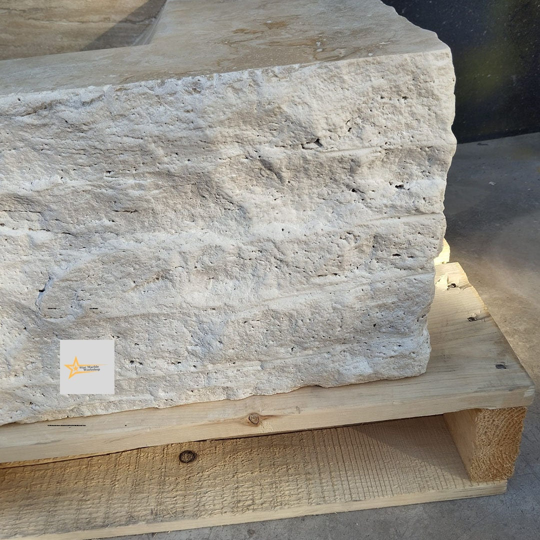 Ready to Ship Travertine  Sink Wall Mounted Sink Farmhouse Sink Powder Room Sink  Hand Carved Marble Sink Bathroom Sink natural stone sink