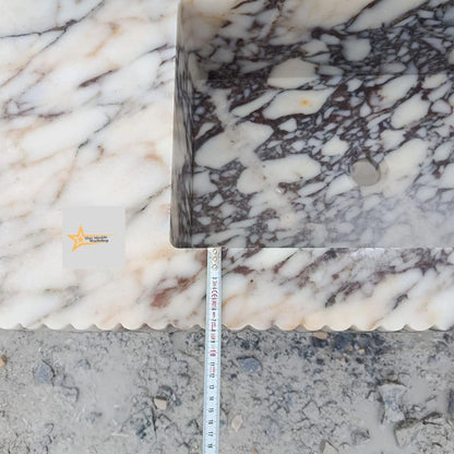 Handmade Calacatta Viola Marble Double Sink – Luxury Bathroom Basin, Wall-Mounted or Countertop Natural Stone Vanity