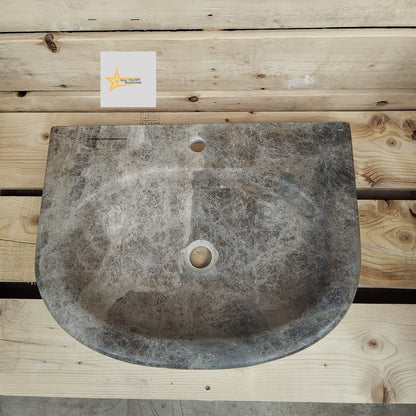 Ready to Ship Dark Emperador Marble Sink Farmhouse Sink Powder Room Sink Calacatta Sink Hand Carved Marble Sink