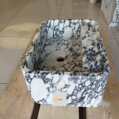 Calacatta Viola Marble Sink Wall Mounted Sink Farmhouse Sink Toilet Room Sink Calacatta Sink Hand Carved Marble Sink Marble Sink
