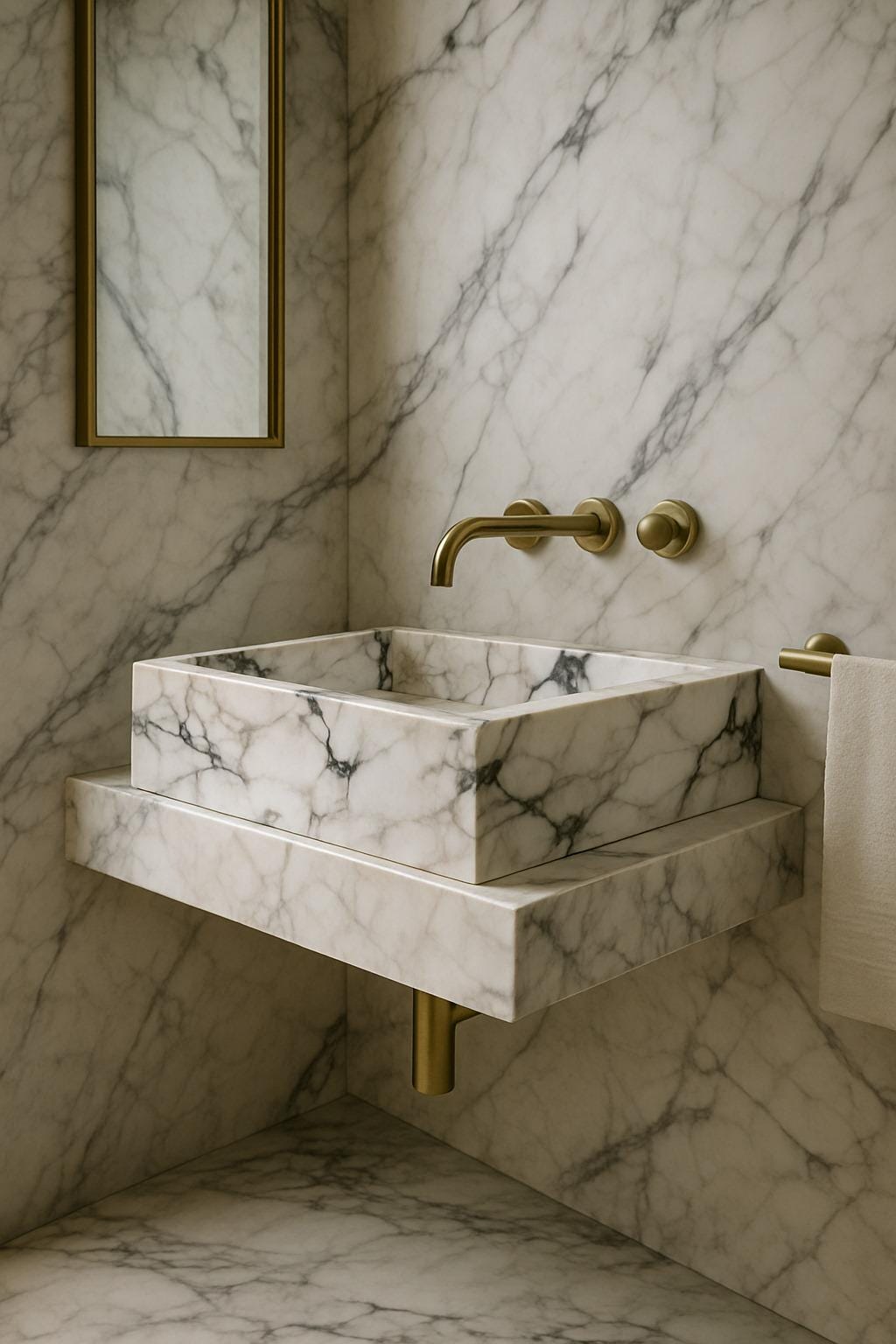 Calacatta Viola Marble Sink Wall Mounted Sink Farmhouse Sink Powder Room Sink Calacatta Sink  Hand Carved Marble Sink Washbasin Sink vanity