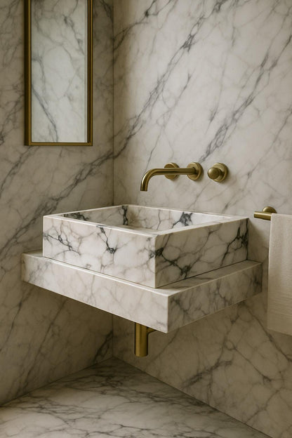 Calacatta Viola Marble Sink Wall Mounted Sink Farmhouse Sink Powder Room Sink Calacatta Sink  Hand Carved Marble Sink Washbasin Sink vanity