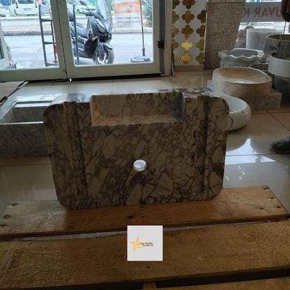 Calacatta Viola Marble Sink Wall Mounted Sink Farmhouse Sink Toilet Room Sink Calacatta Sink Hand Carved Marble Sink Marble Sink