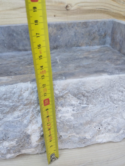 Ready to Ship Silver Travertine Sink Farmhouse Sink Powder Room Sink Hand Carved Marble Sink Bathroom Sink Natural Stone