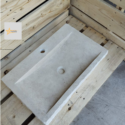 Wall Mounted Sink, Farmhouse Sink, Powder Room Sink, Hand Carved Marble Sink, Natural Stone Sink, Classic Travertine Sink