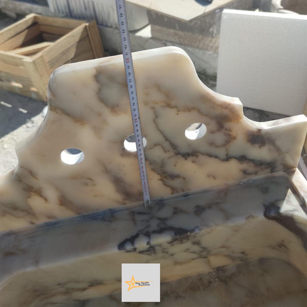 Calacatta Gold Rectangular Sink, Sink With Faucet Hole Farmhouse Sink Powder Room Sink Calacatta Sink  Hand Carved Marble Sink Washbasin