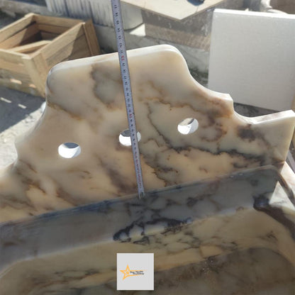 Calacatta Gold Rectangular Sink, Sink With Faucet Hole Farmhouse Sink Powder Room Sink Calacatta Sink  Hand Carved Marble Sink Washbasin