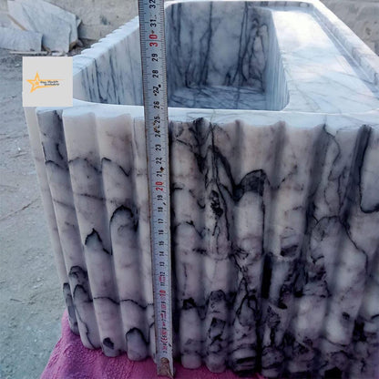 Calacatta Lilac Rectangular Sink, Sink With Faucet Hole Farmhouse Sink Powder Room Sink Calacatta Sink  Hand Carved Marble Sink Washbasin