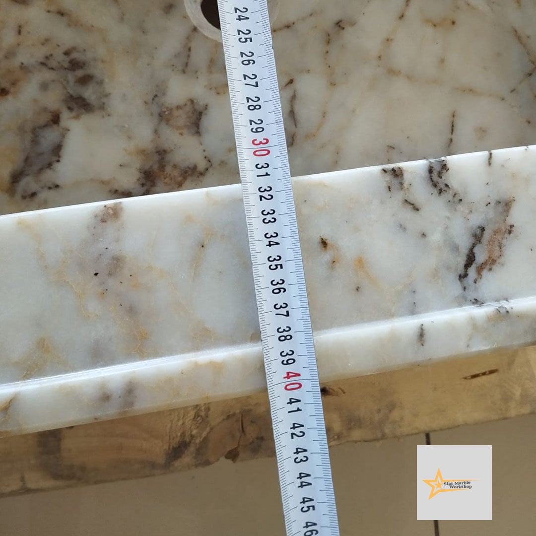 Ready To Ship Calacatta Gold Rectangular Sink Wall Mounted Sink Powder Room Sink Calacatta Sink  Hand Carved Marble Sink Marble Washbasin